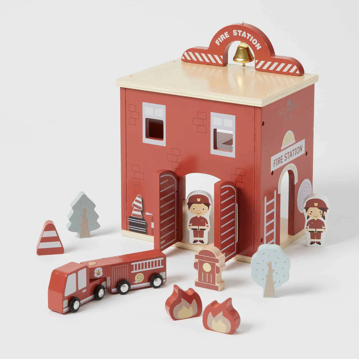 Wooden Fire Station Set