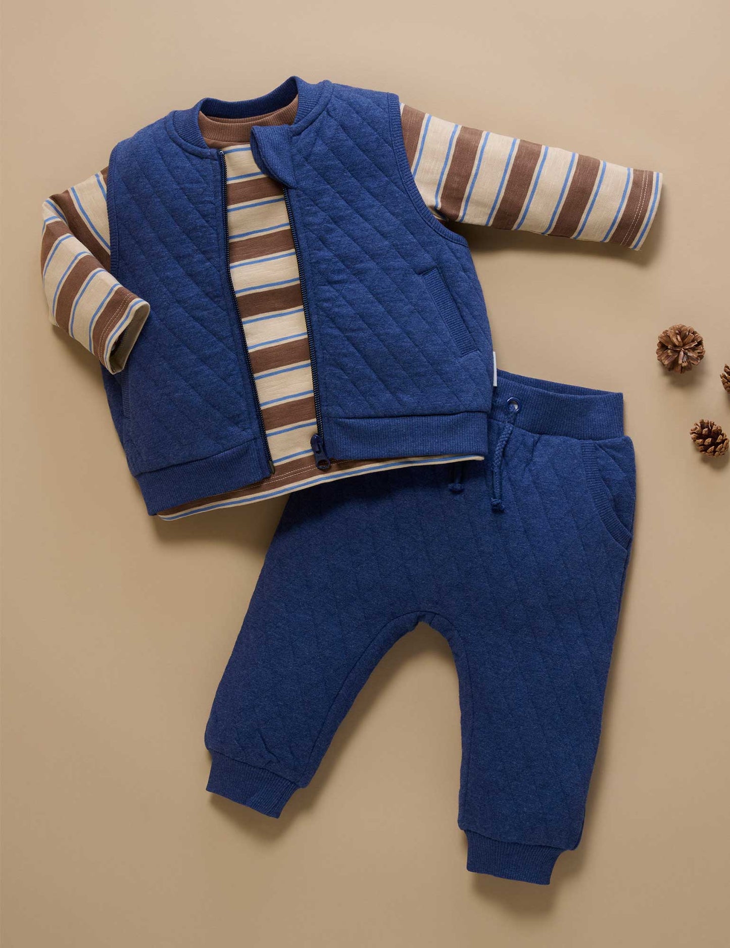 Navy Quilted Track Pants