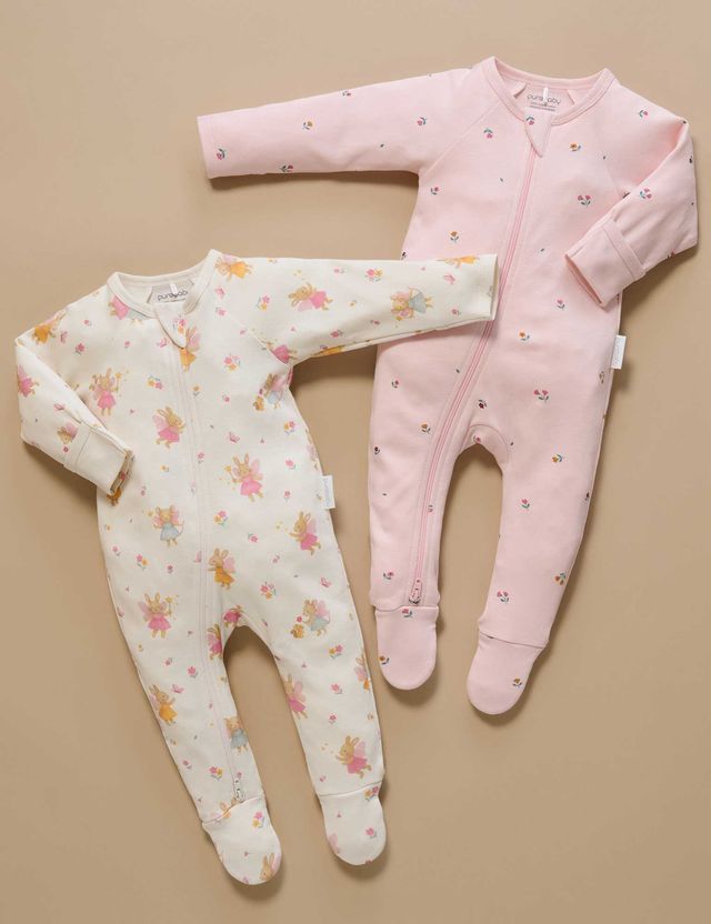 Woodland Little Fairies 2 Pack Zip Growsuits