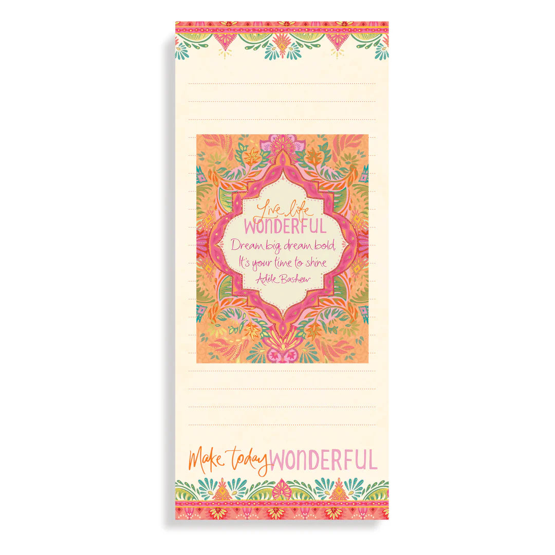 Live Life Wonderful Magnetic List Pad and Mini Note Pad Set