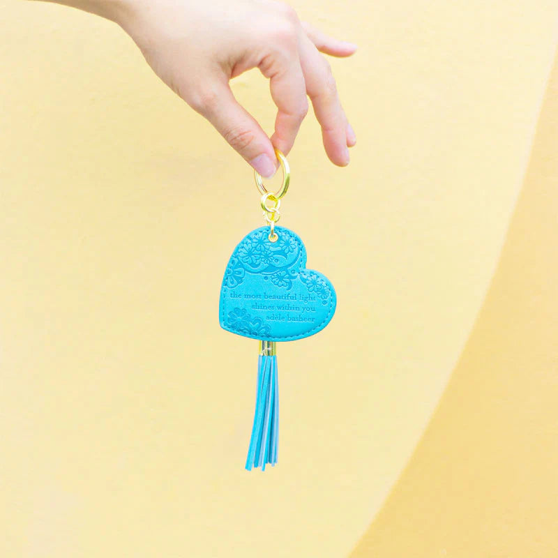 Faux Leather Key Chain - Azure