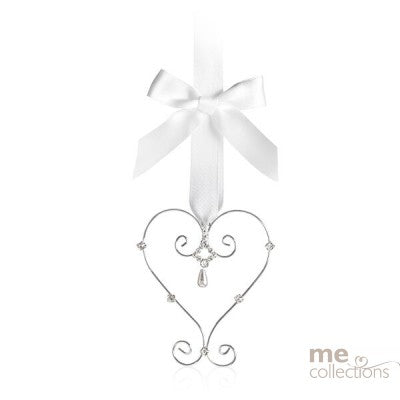 Wedding Charm - Silver Heart with Diamantés and Pearls
