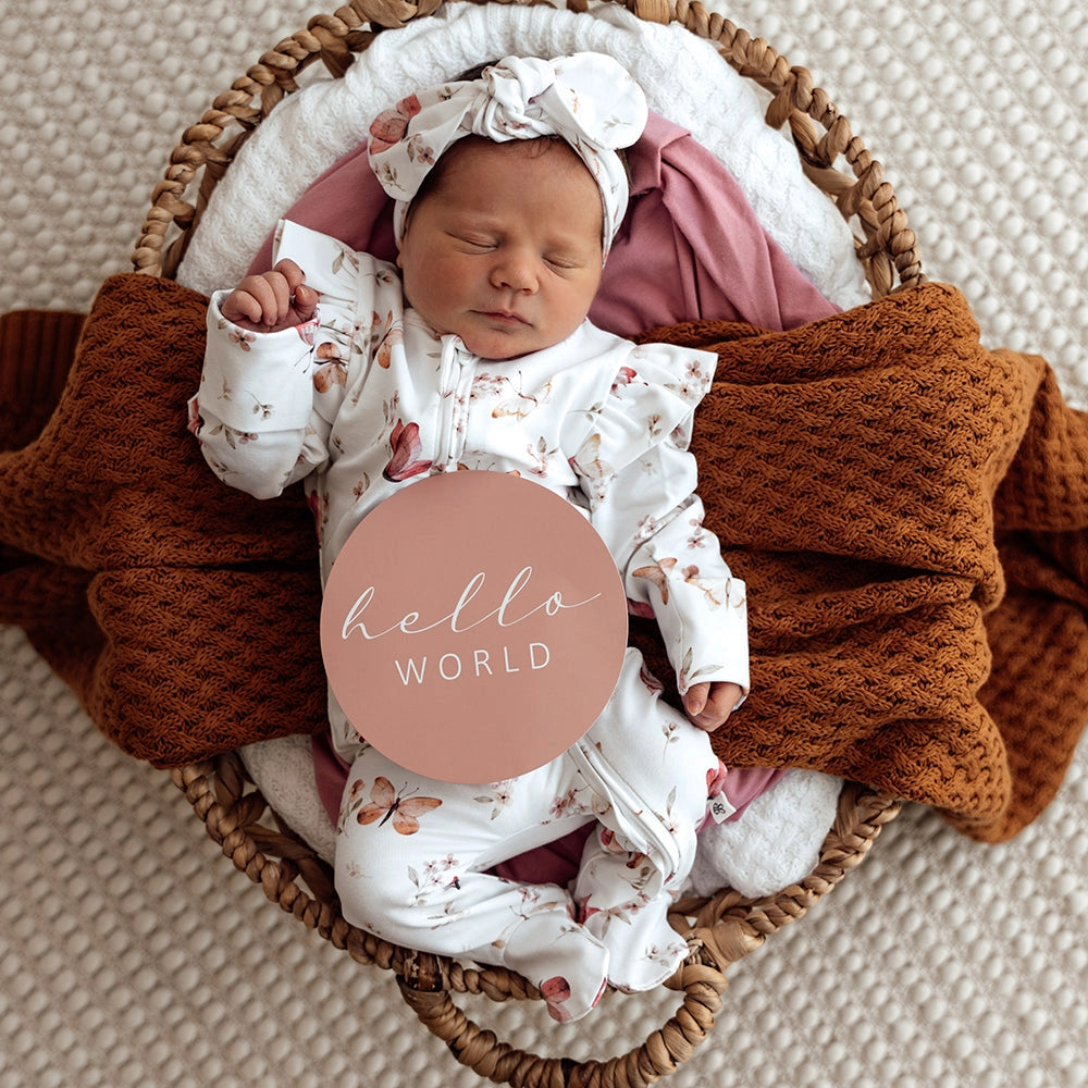 Butterfly Organic Snuggle Zip Footie with Frill