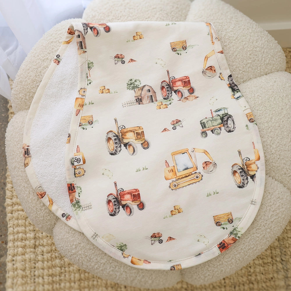 Diggers & Tractors Organic Cotton Burp Cloth