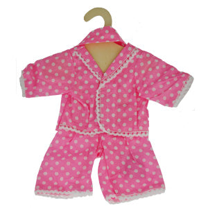 Hopscotch Doll Clothes - Pink Pyjamas with Lace Trim