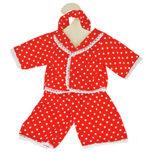 Hopscotch Doll Clothes - Red Pyjamas with Lace Trim