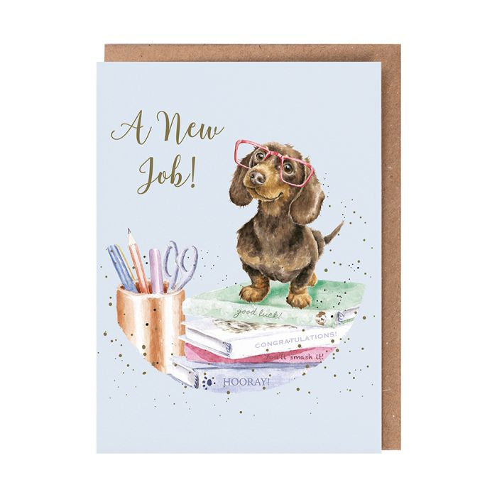 Wrendale Designs Card - A New Job! (Dachshund)