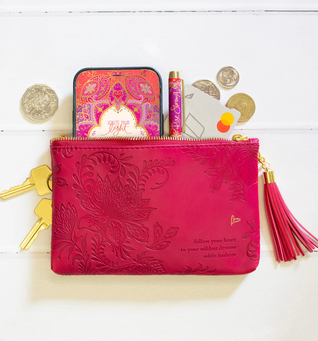 Faux Leather Coin Purse - Radiant Ruby