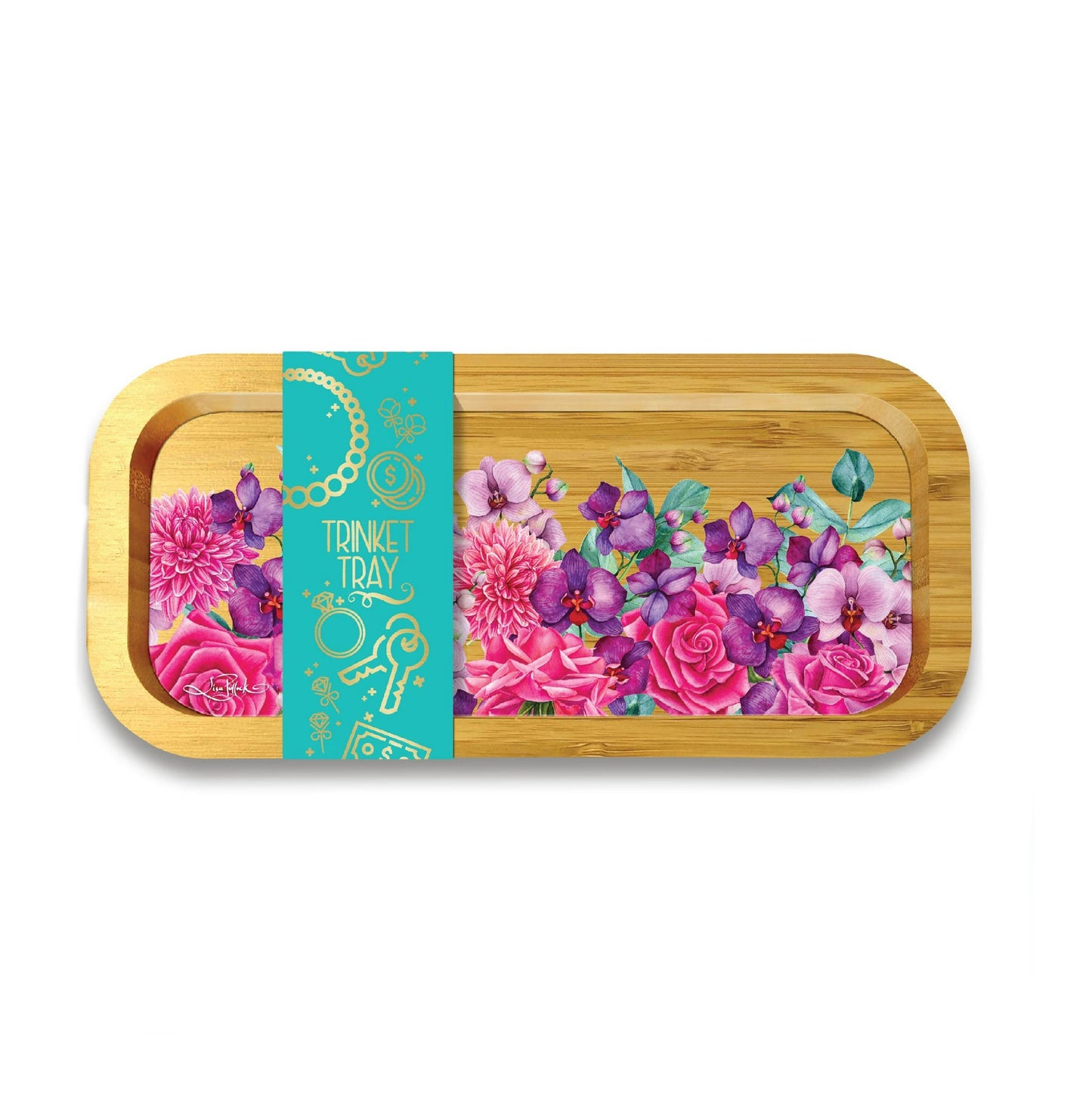 Bamboo Trinket Tray - Rose Bouquet