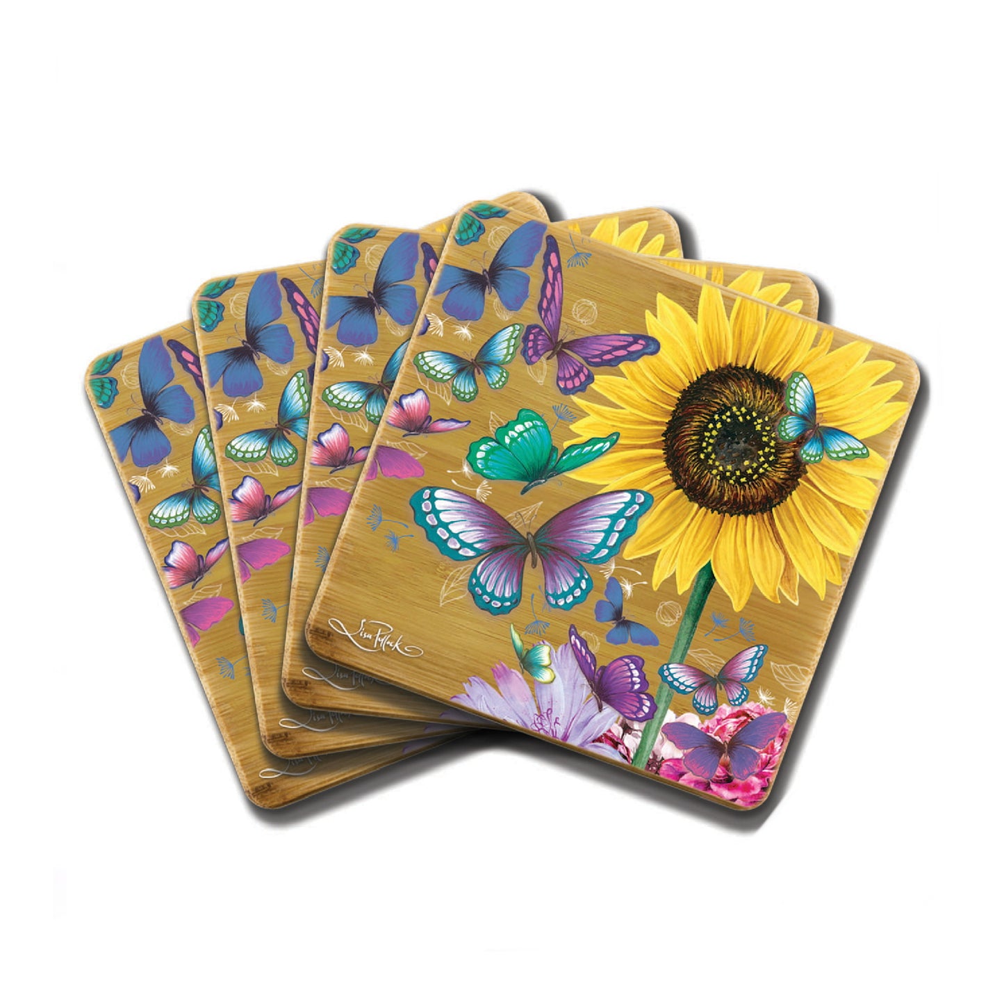 Bamboo Coasters Set of 4 - Sunny Butterflies
