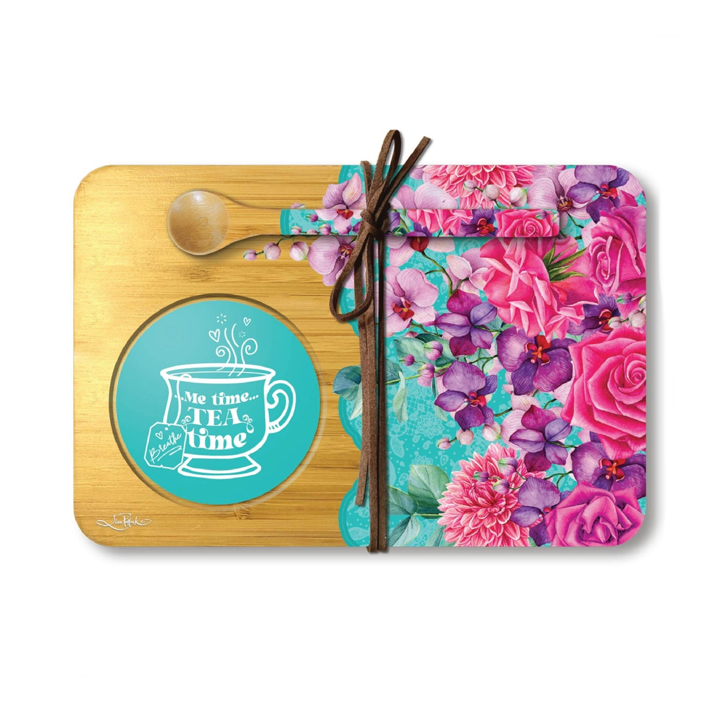 Bamboo Tea Time Tray - Rose Bouquet
