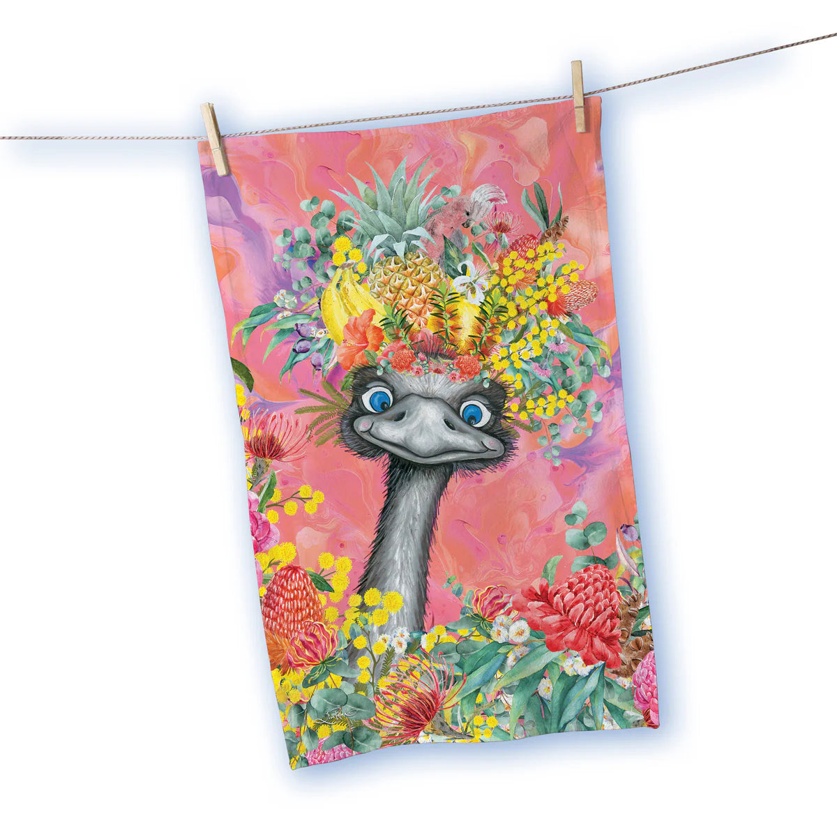 Cotton Tea Towel - Happy Emu