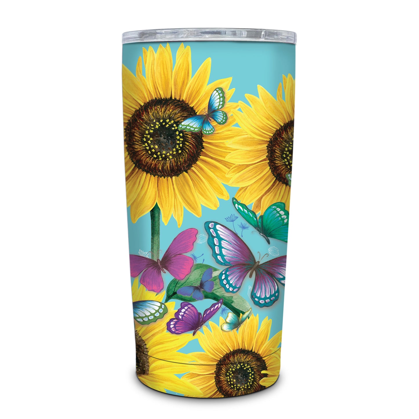 Double Walled Stainless Steel ‘Roadie’ Travel Mug (600ml) - Sunny Butterflies