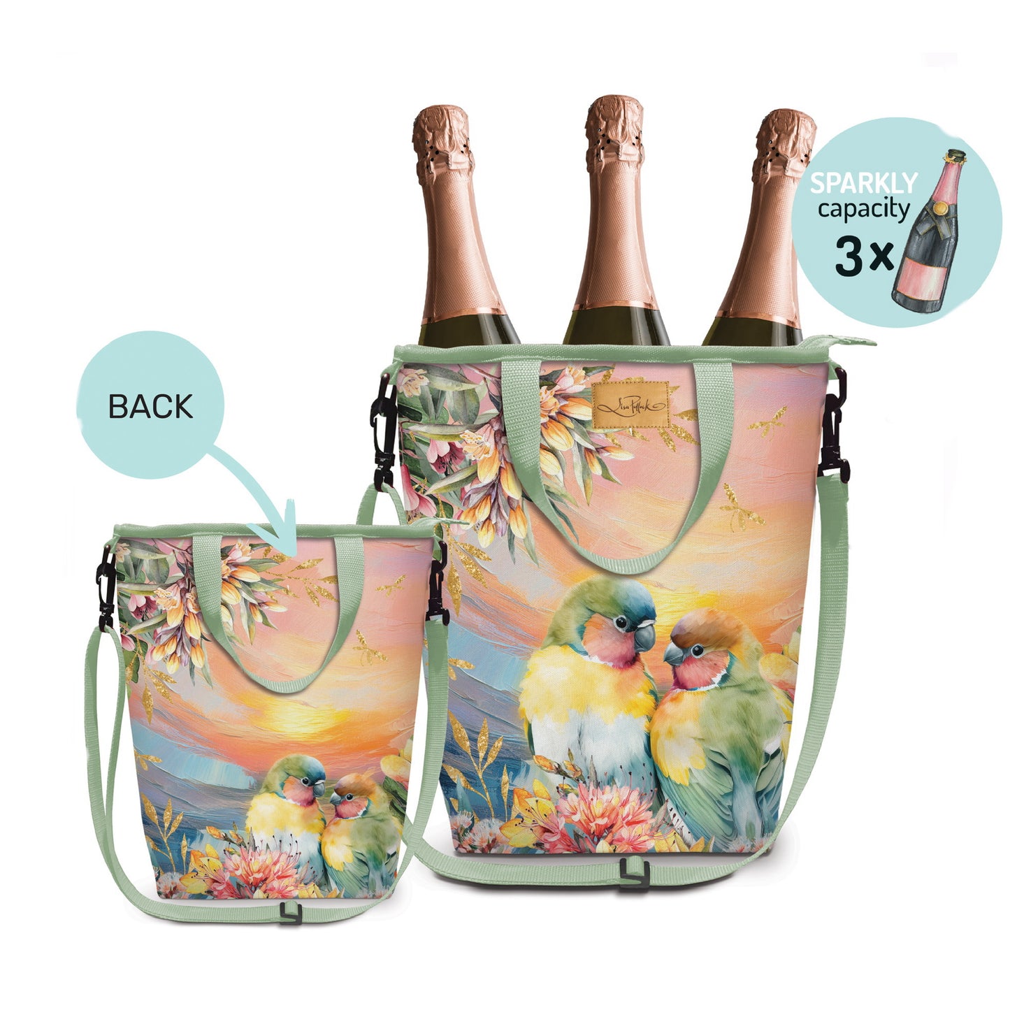 Champagne Cooler Bag - Sunset Lovebirds