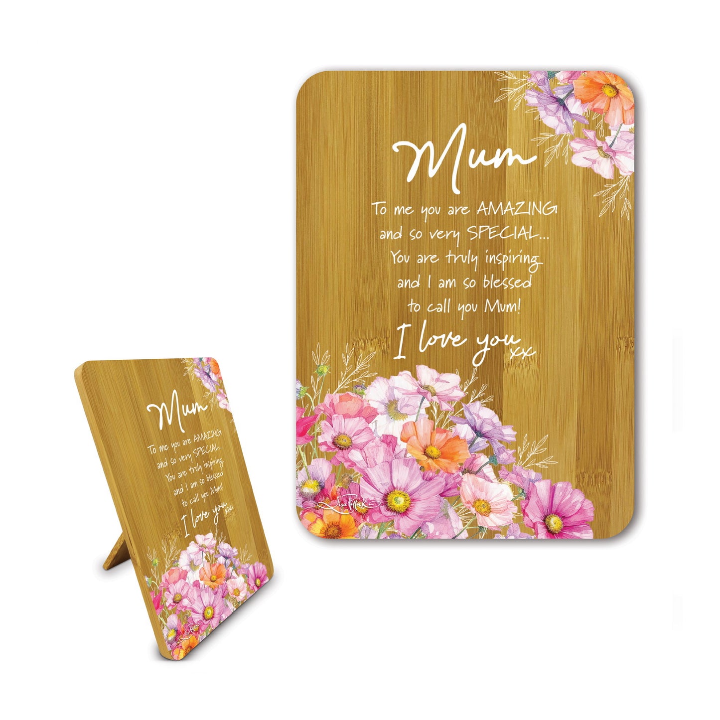 Bamboo Affirmation Plaque - Mum (Wistful Wildflowers)
