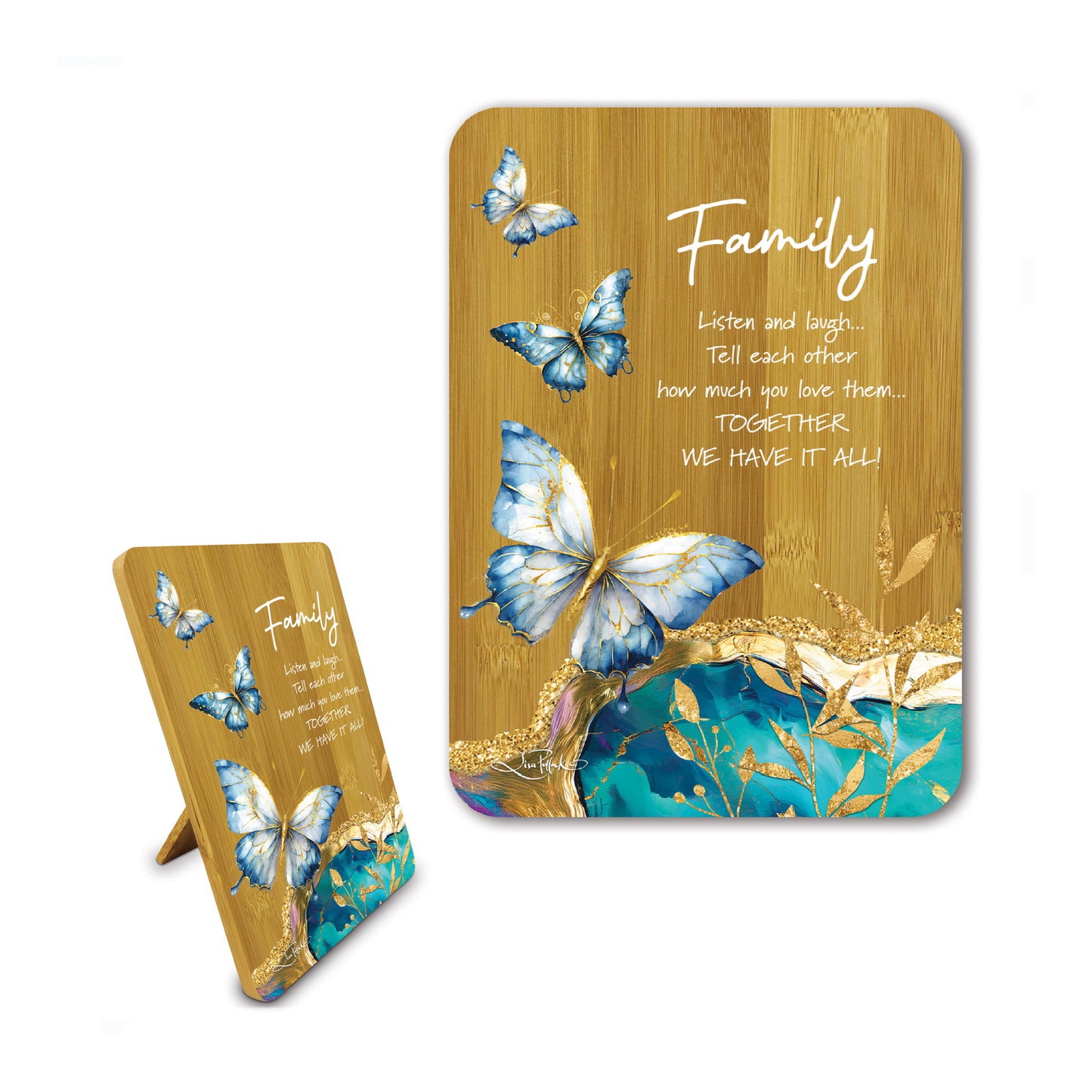 Bamboo Affirmation Plaque - Family (Tranquil Butterflies)