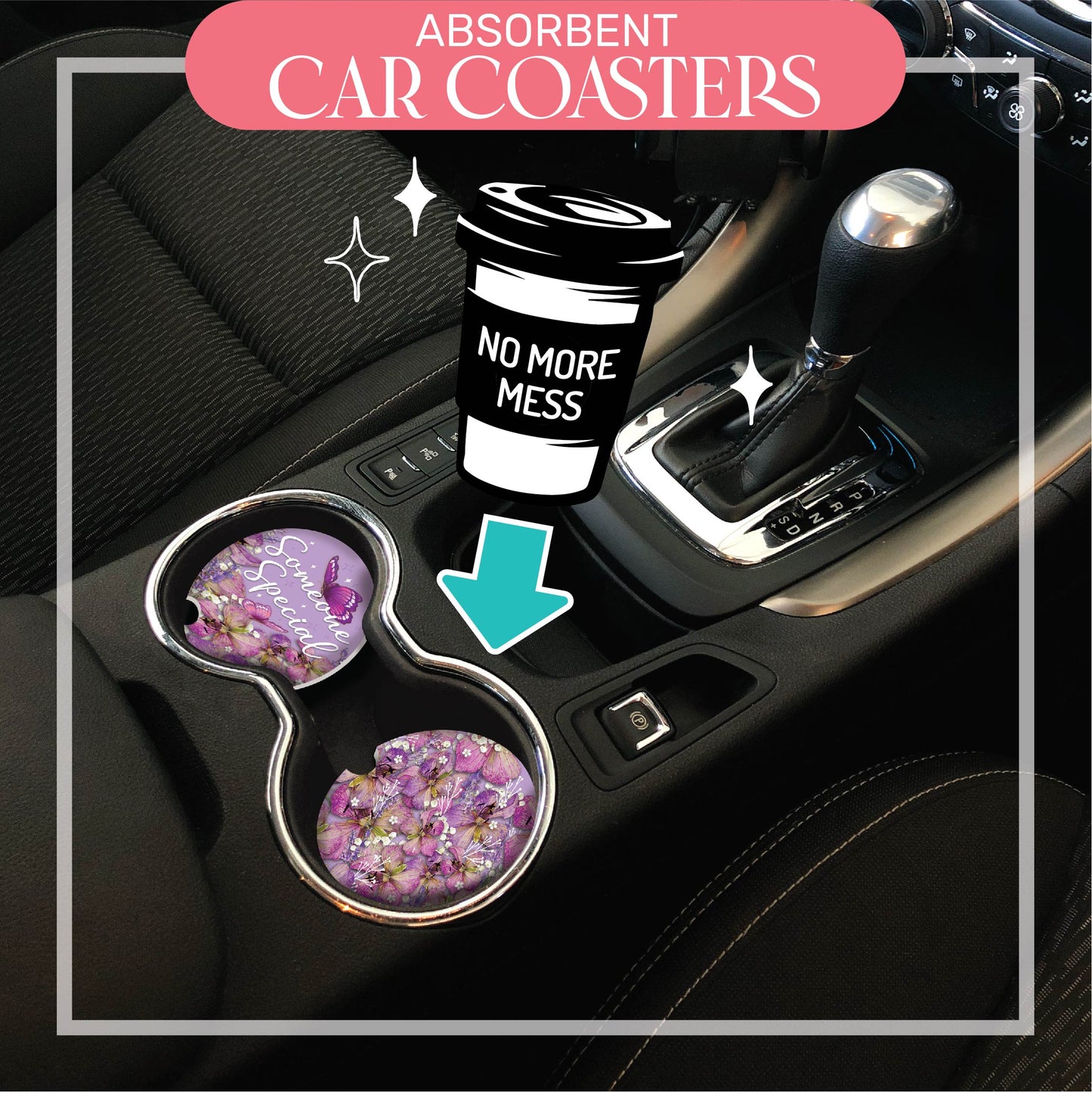 Embossed Ceramic Absorbent Car Coaster - You Are My Sunshine