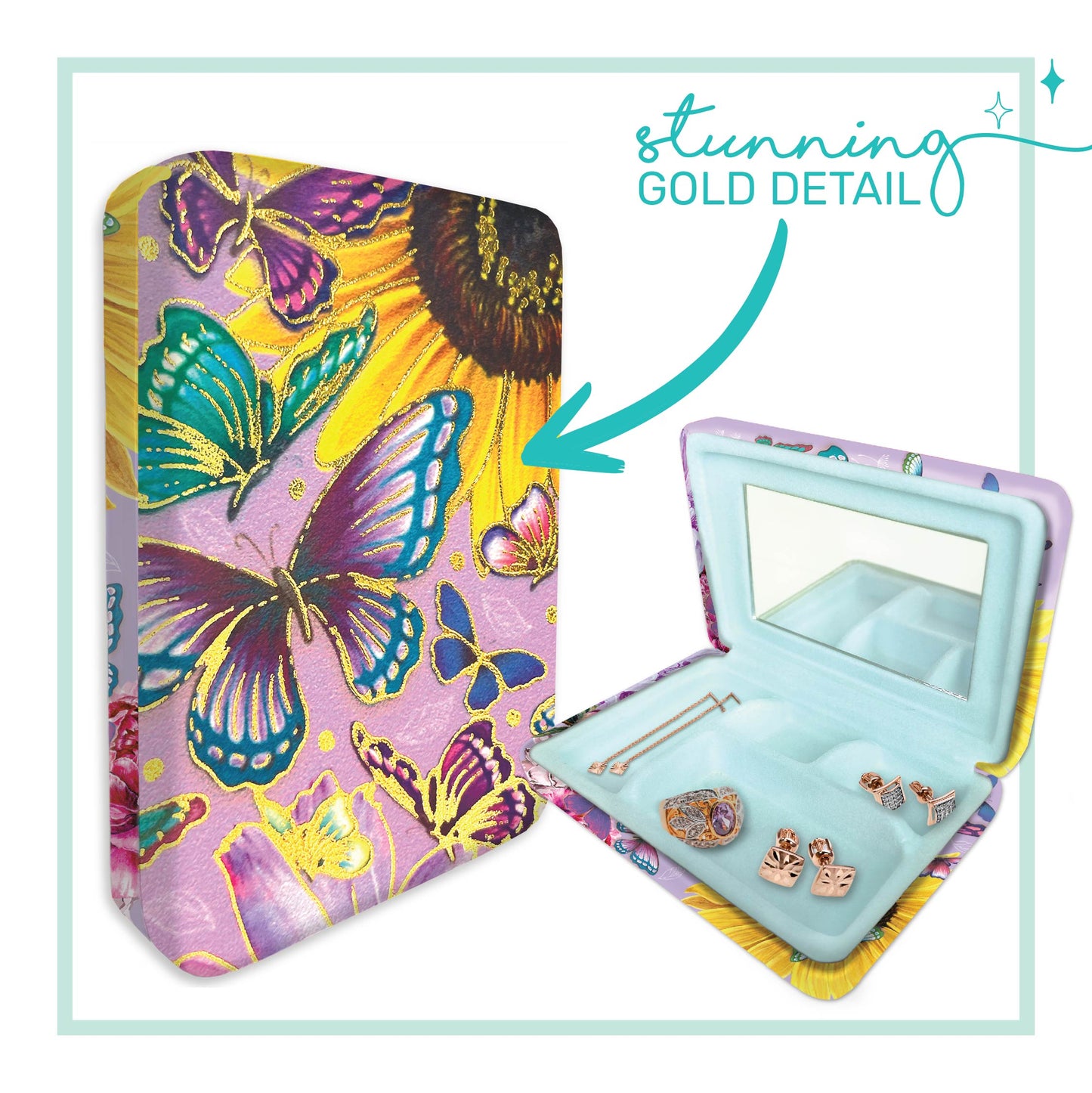 Compact Jewellery Case - Sunny Butterflies