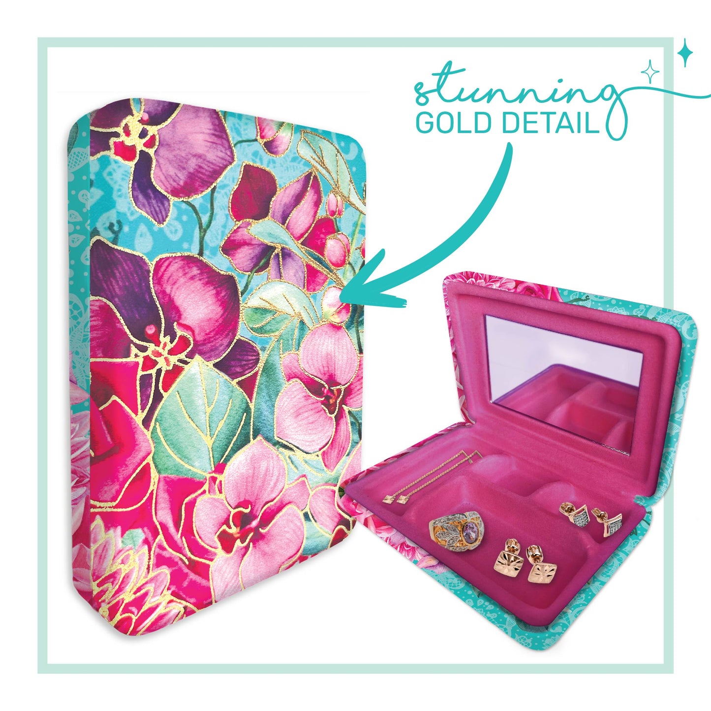 Compact Jewellery Case - Rose Bouquet