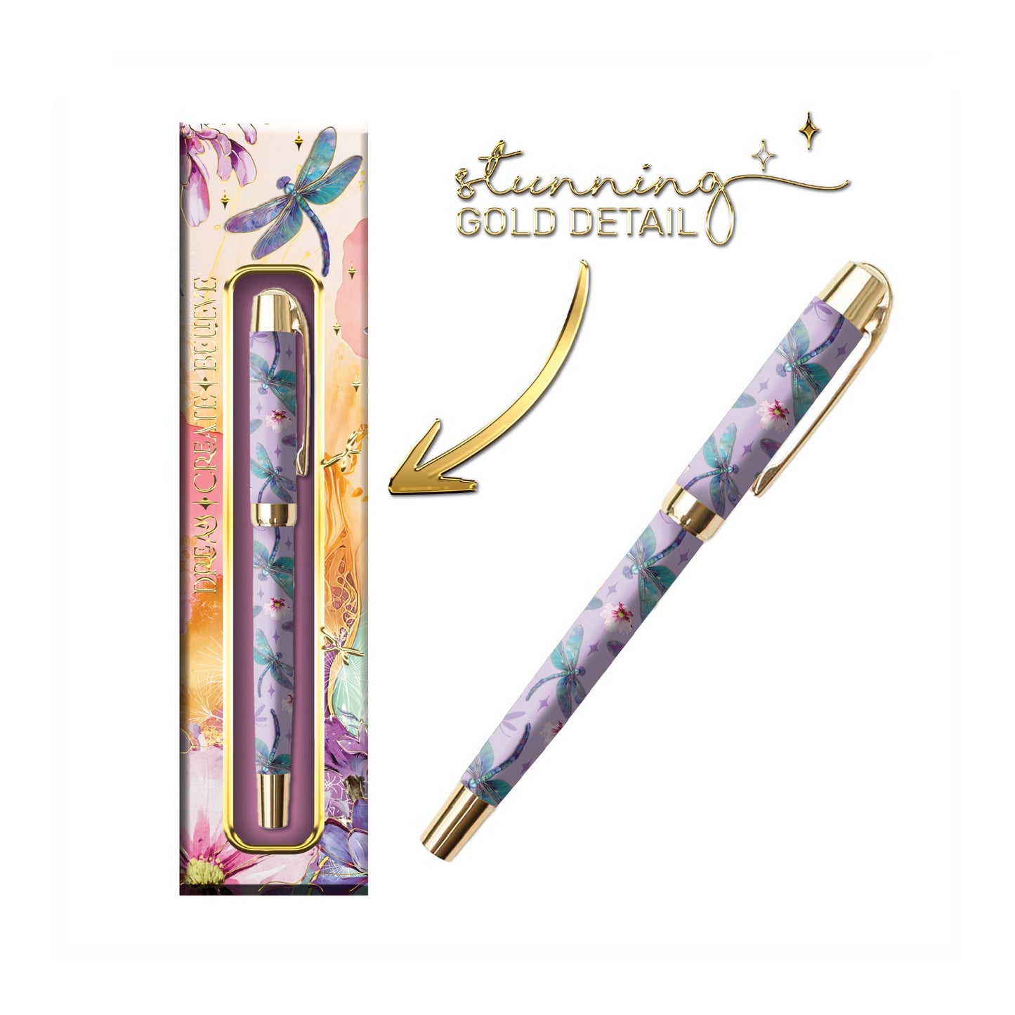 Printed Pen in Gift Box - Delightful Dragonflies