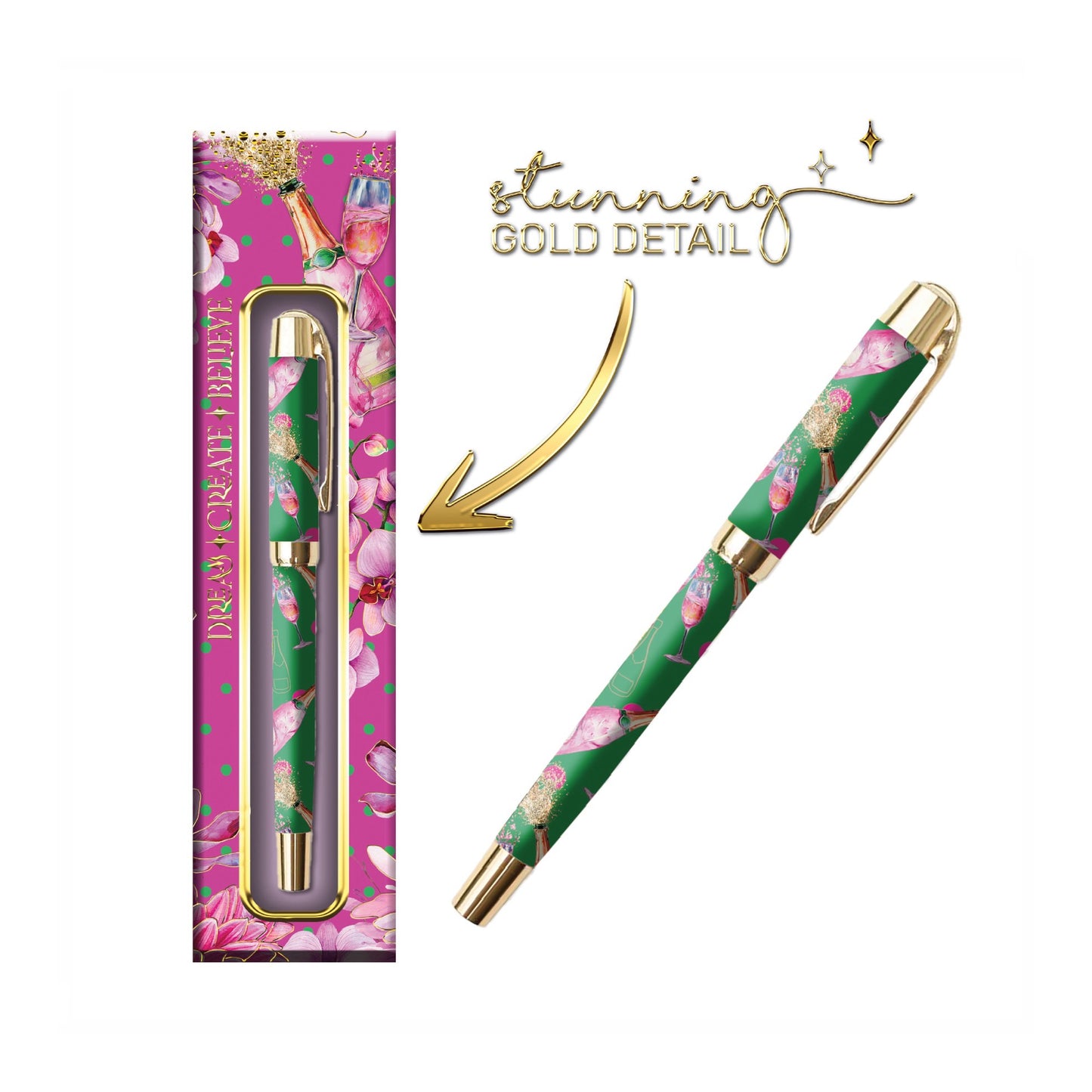 Printed Pen in Gift Box - Champagne Poppers