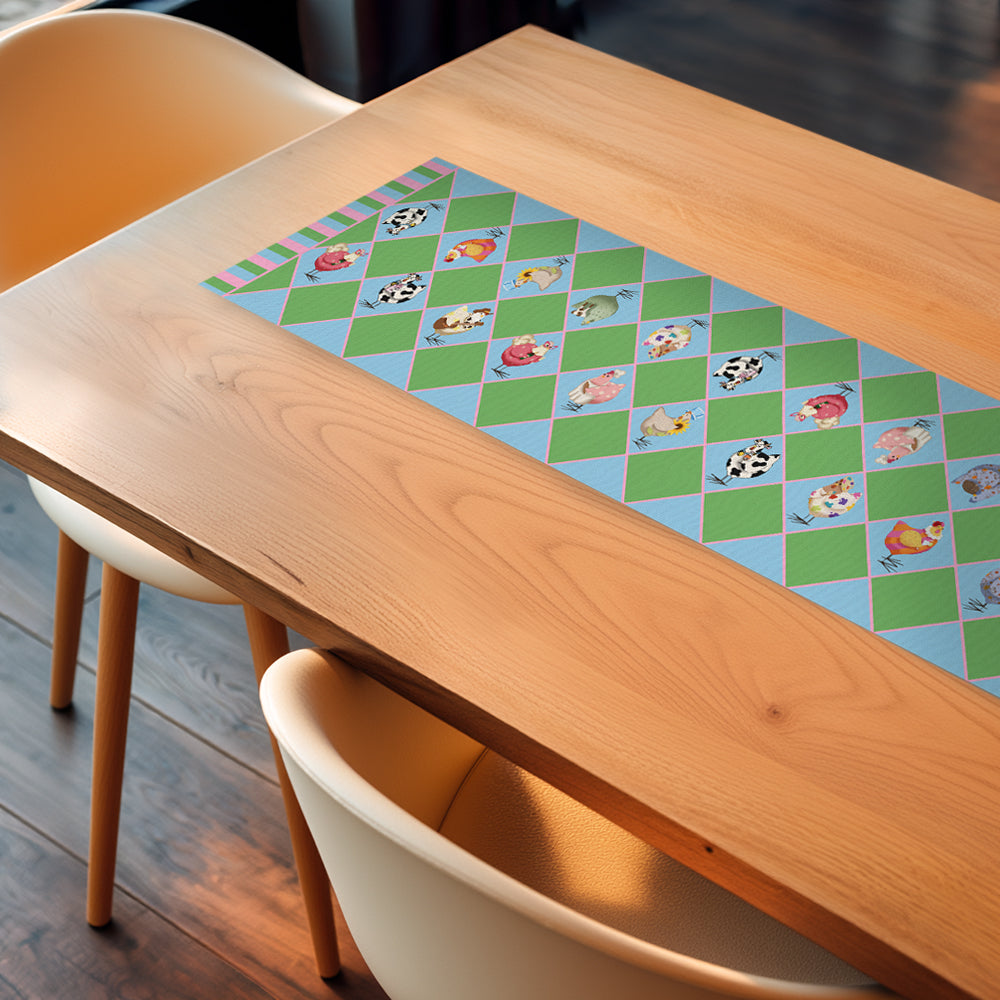 Chickadees Chicken Run Table Runner