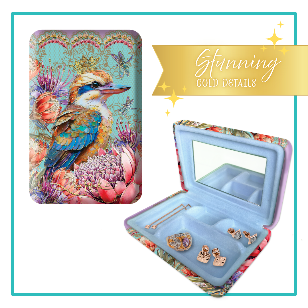 Compact Jewellery Case - Vintage Kookaburras