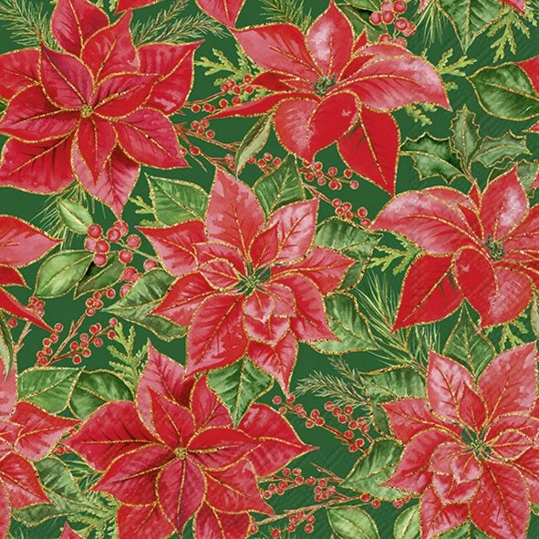 Christmas Premium Napkins - Christmas Poinsettia