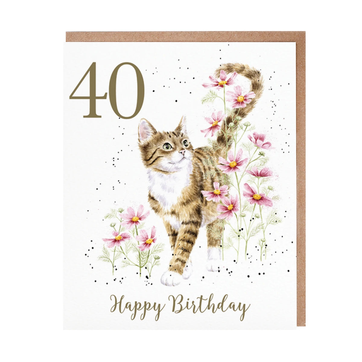Wrendale Designs Card - 40th Birthday (Harmony Cat)