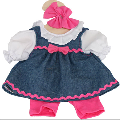 Hopscotch Dolls Clothes - Denim Dress with Pink Shorts