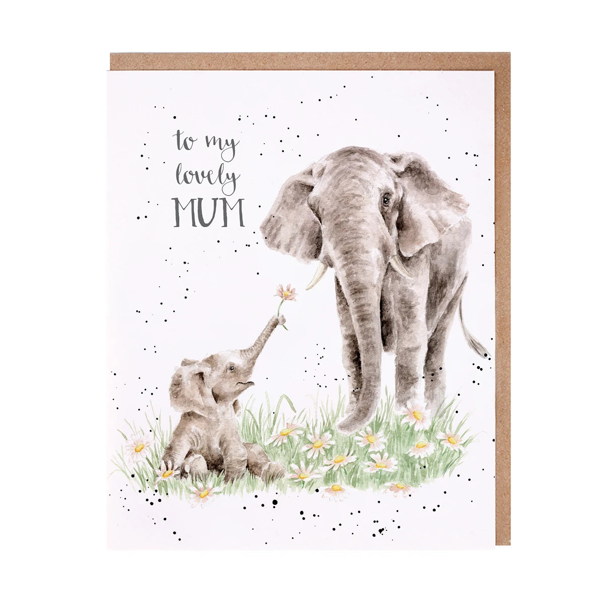 Wrendale Designs Card - Lovely Mum (Bloom & Grown Elephants)