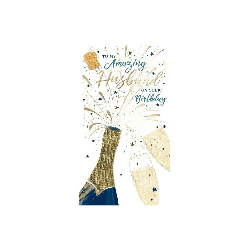 Card - Husband on Your Birthday (Champagne Bottle)
