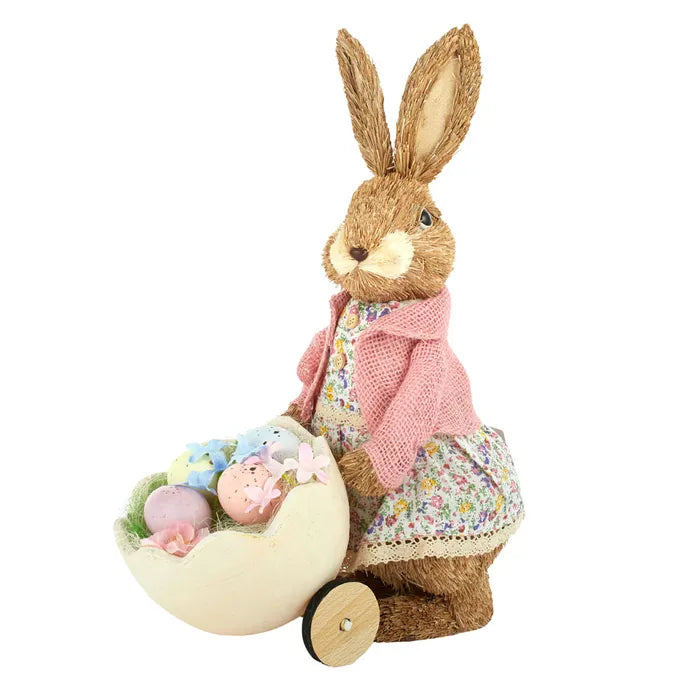 Poppy Straw Bunny with Cart
