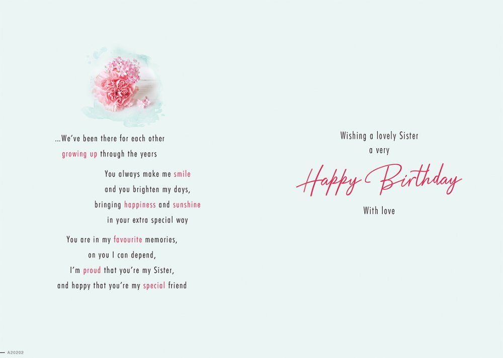 With Love Card - Birthday Wishes For A Lovely Sister (Pink Flowers)
