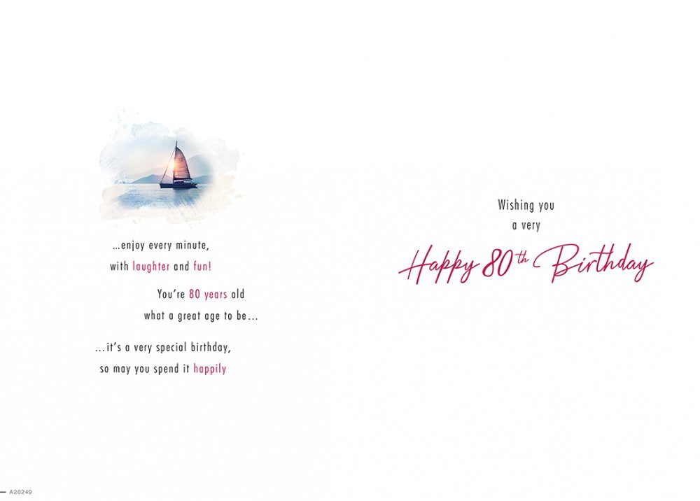 With Love Card - Happy Birthday 80 Today (Yacht)