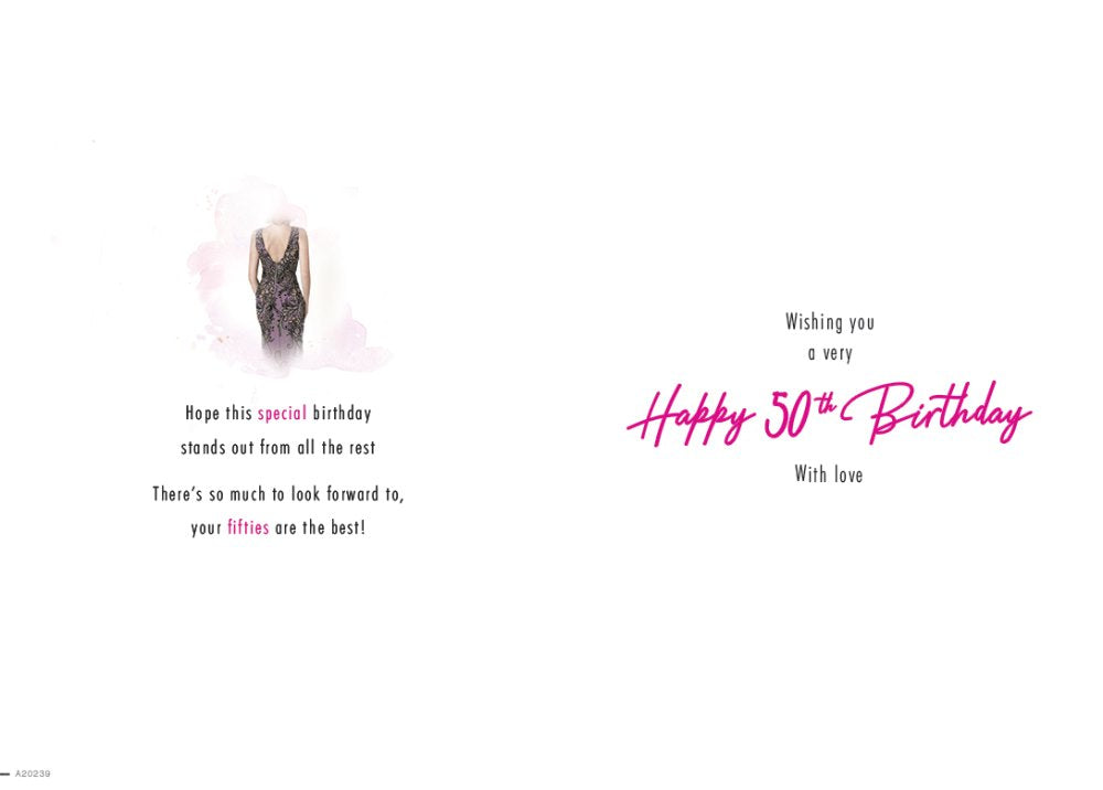 With Love Card - Happy 50th Birthday (Lace Dress)