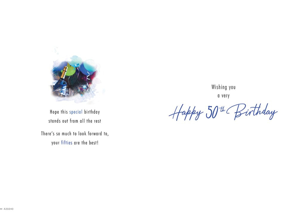 With Love Card - Happy 50th Birthday (Champagne)