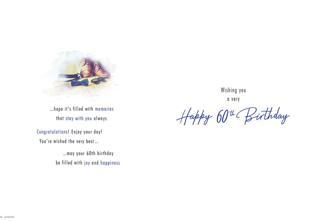 With Love Card - Happy Birthday 60 Today (Shoes, Hat & Bow Tie)