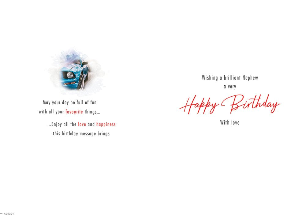 With Love Card - To A Special Nephew On Your Birthday (Blue Sports Car)