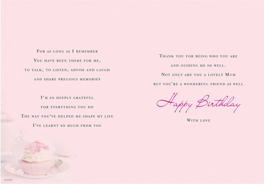 With Love Card - To A Special Mum On Your Birthday (Cupcake On Plate)