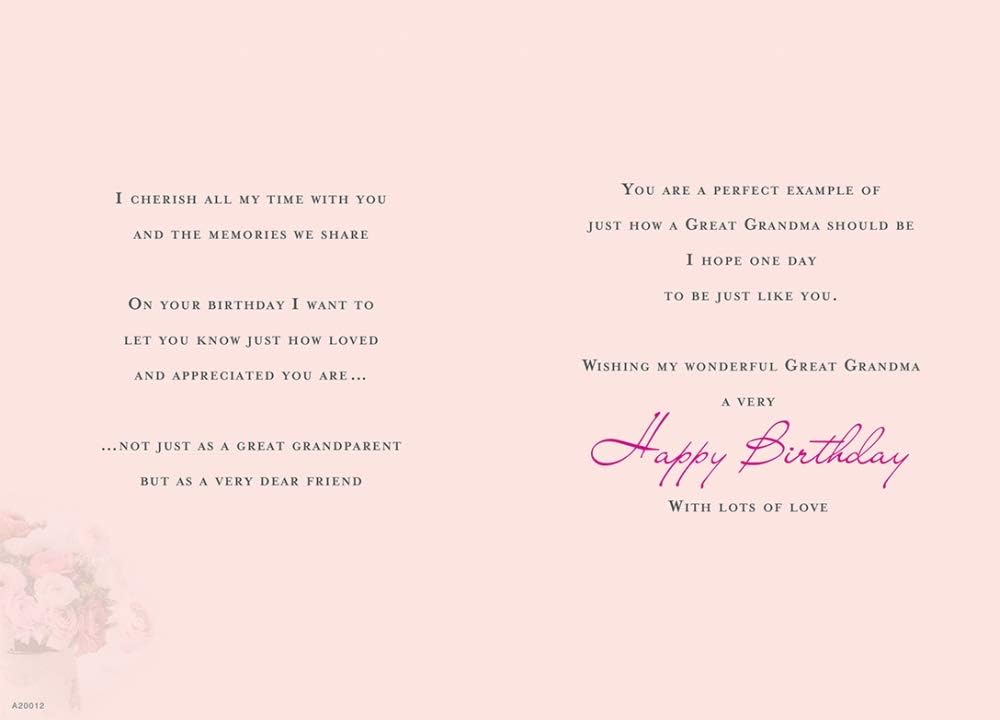 With Love Card - To A Special Great Grandma On Your Birthday (Flowers)