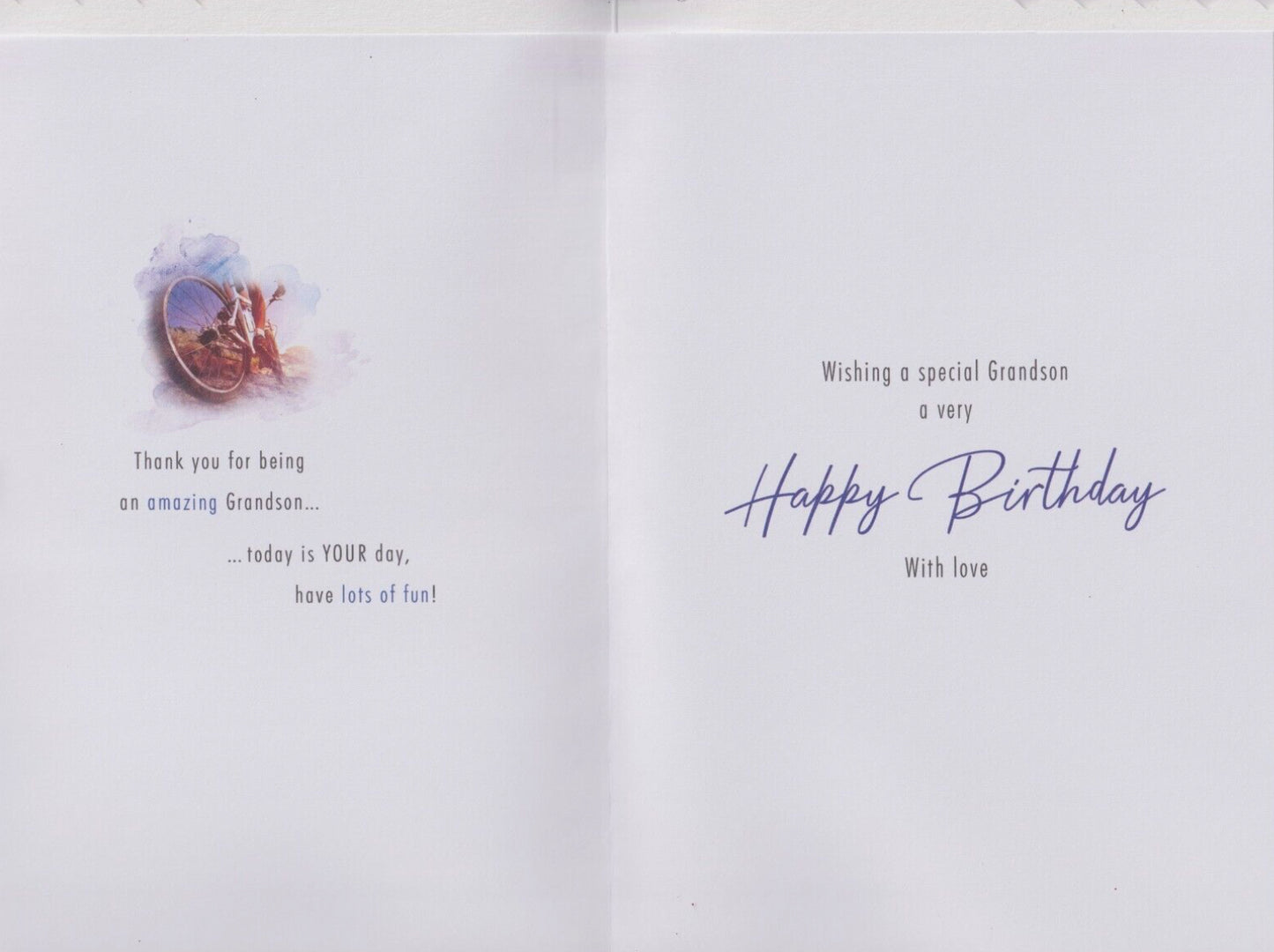 With Love Card - To A Special Grandson On Your Birthday (Bike)