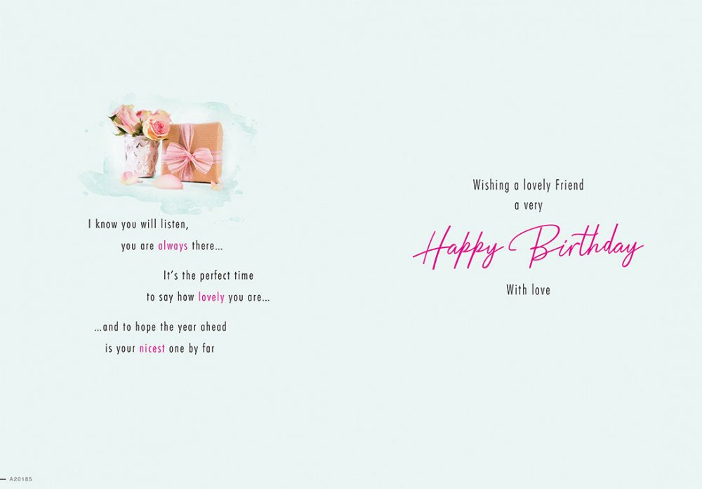 With Love Card - To A Special Friend On Your Birthday (Roses & Gift)