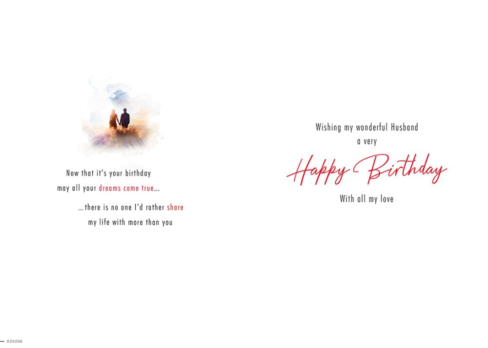 With Love Card - To My Wonderful Husband On Your Birthday (Couple Sunset)