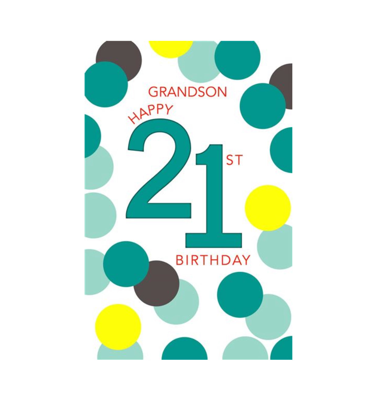 Card - Grandson, Happy 21st Birthday (Spots)