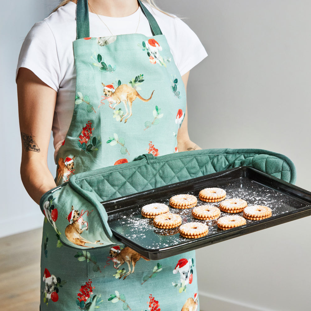 Outback Christmas Apron - Mint & Green