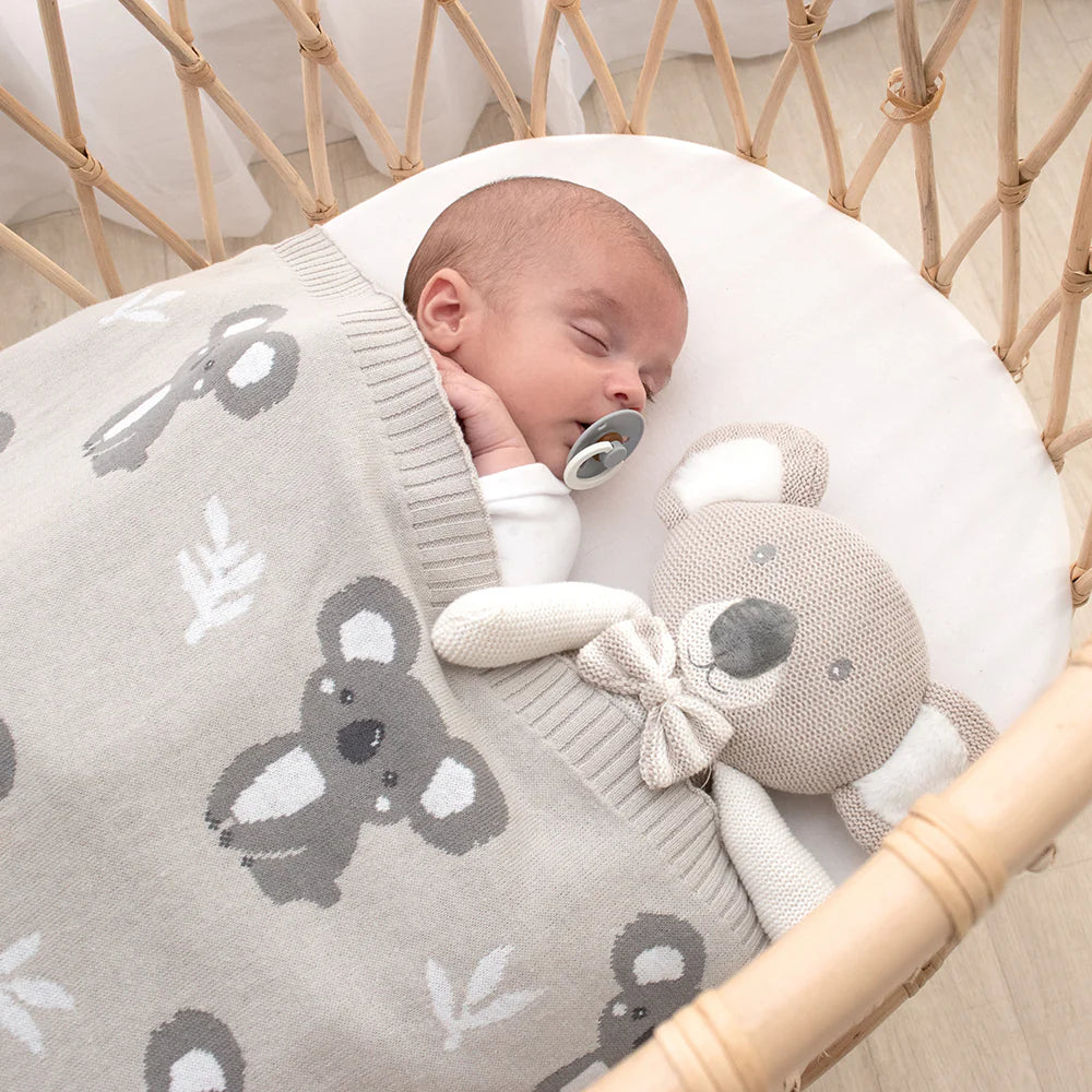 Cotton Knit Baby Blanket - Koala