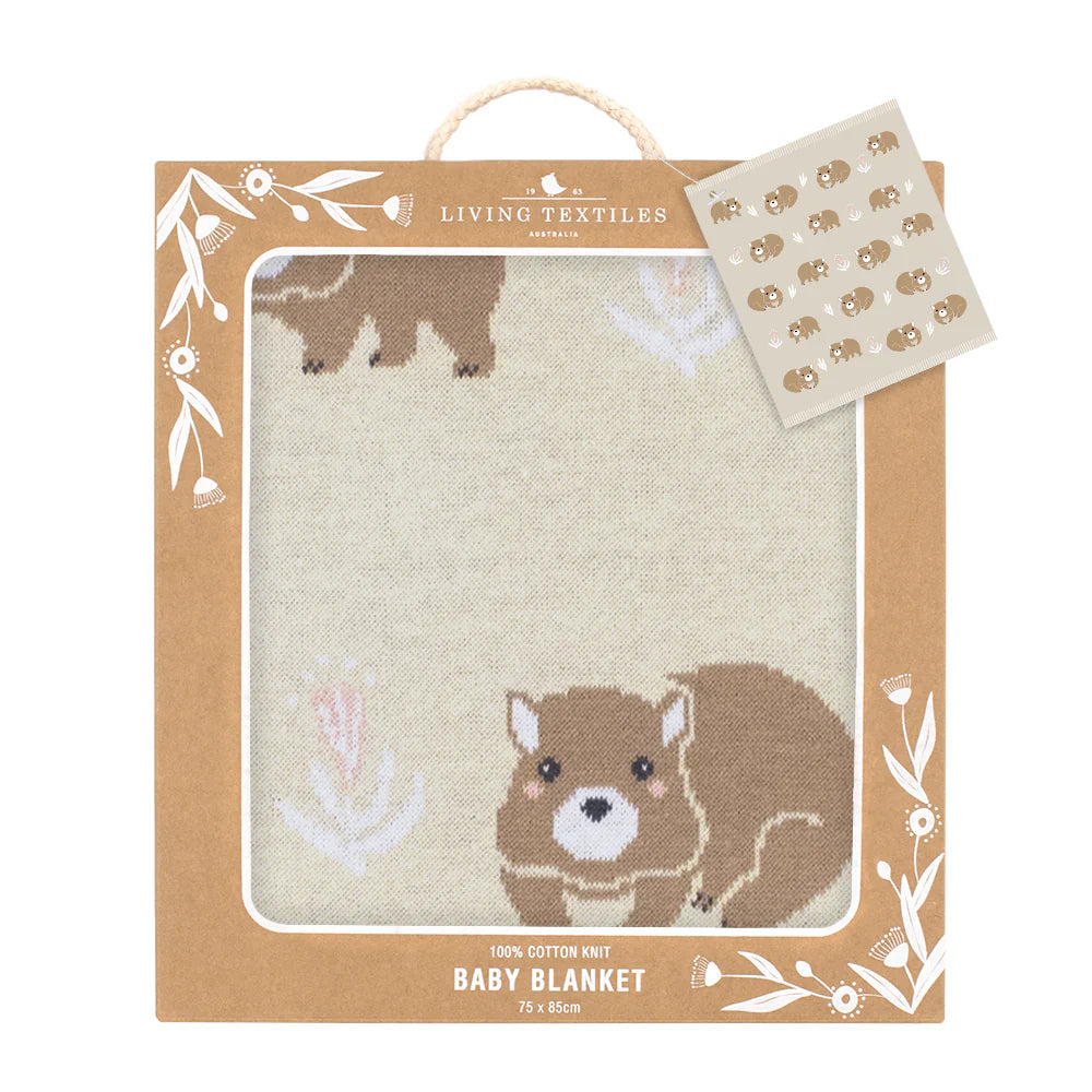 Cotton Knit Baby Blanket - Wombat