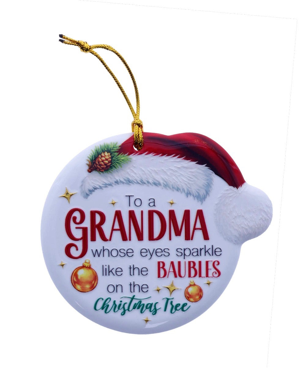Christmas Sentiment Hanging Plaque - Grandma
