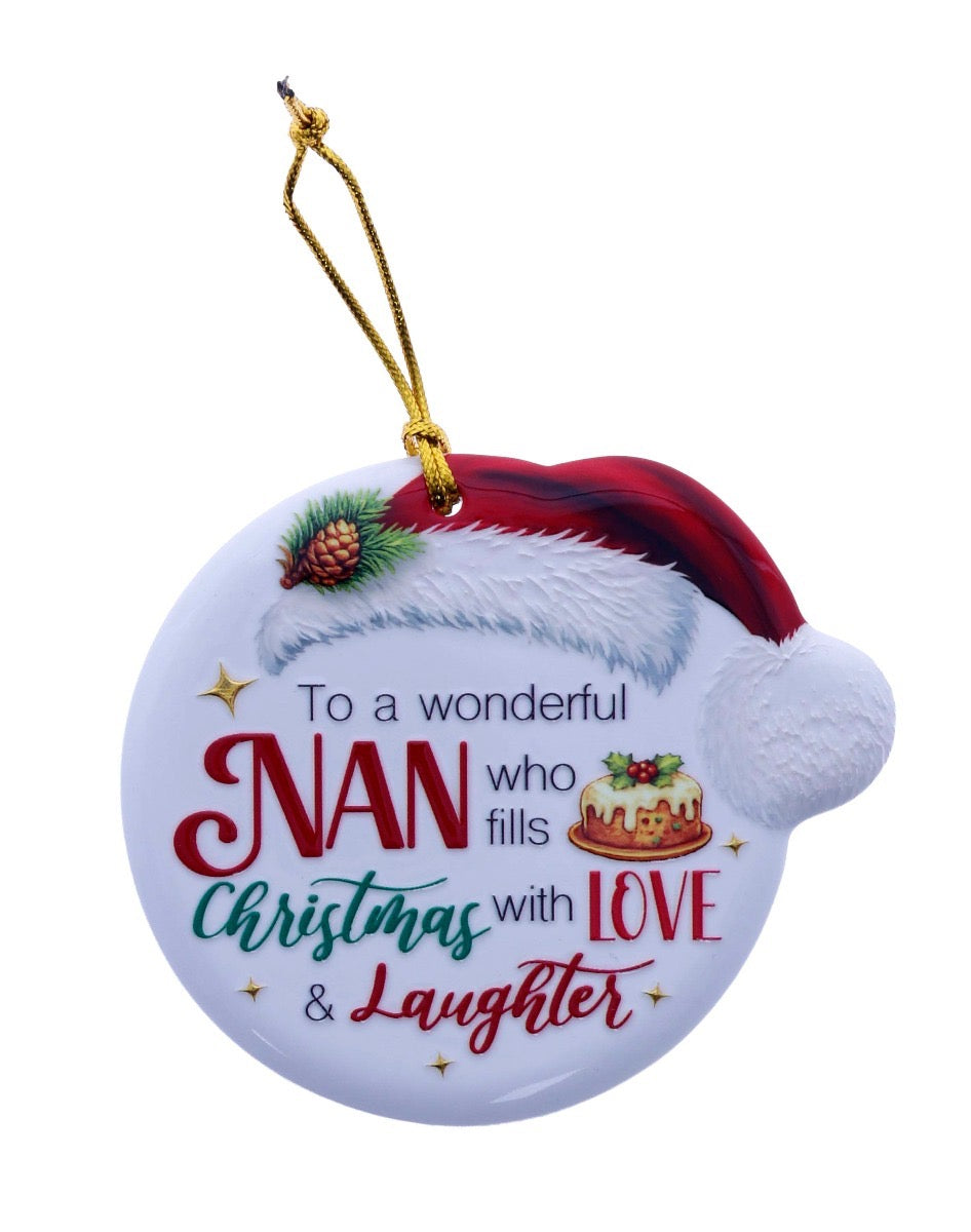 Christmas Sentiment Hanging Plaque - Nan